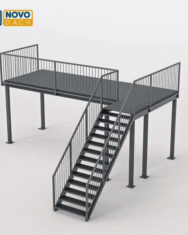 Produktdarstellung eines Balkons mit Außentreppe