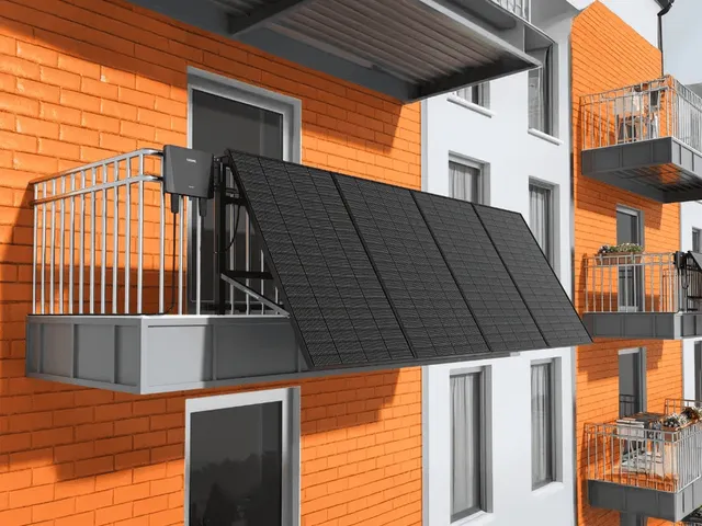 Produktvisualisierung einer Balkonkonstruktion mit Solarmodulen